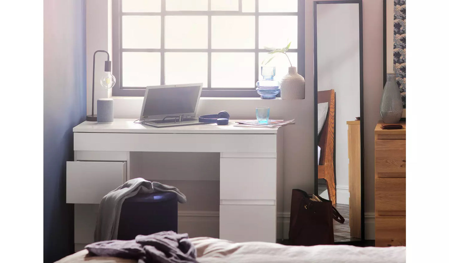 Assembled Jenson 5 Drawer Dressing Table - Matte White